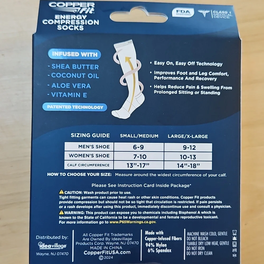 Copper Fit Hydrating Easy On NWT Compression Socks S/M